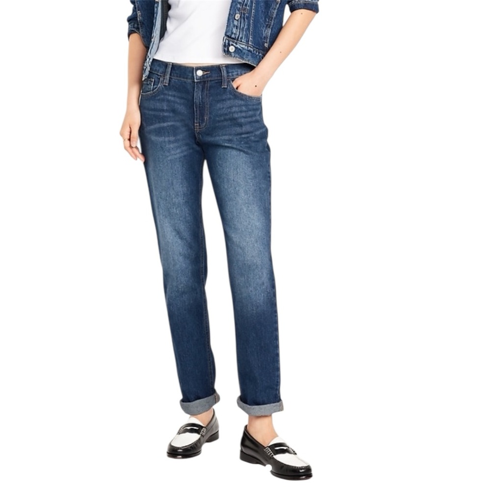 NWT Wow Old Navy Mid-Rise Slouchy Boyfriend Straight Leg Jeans